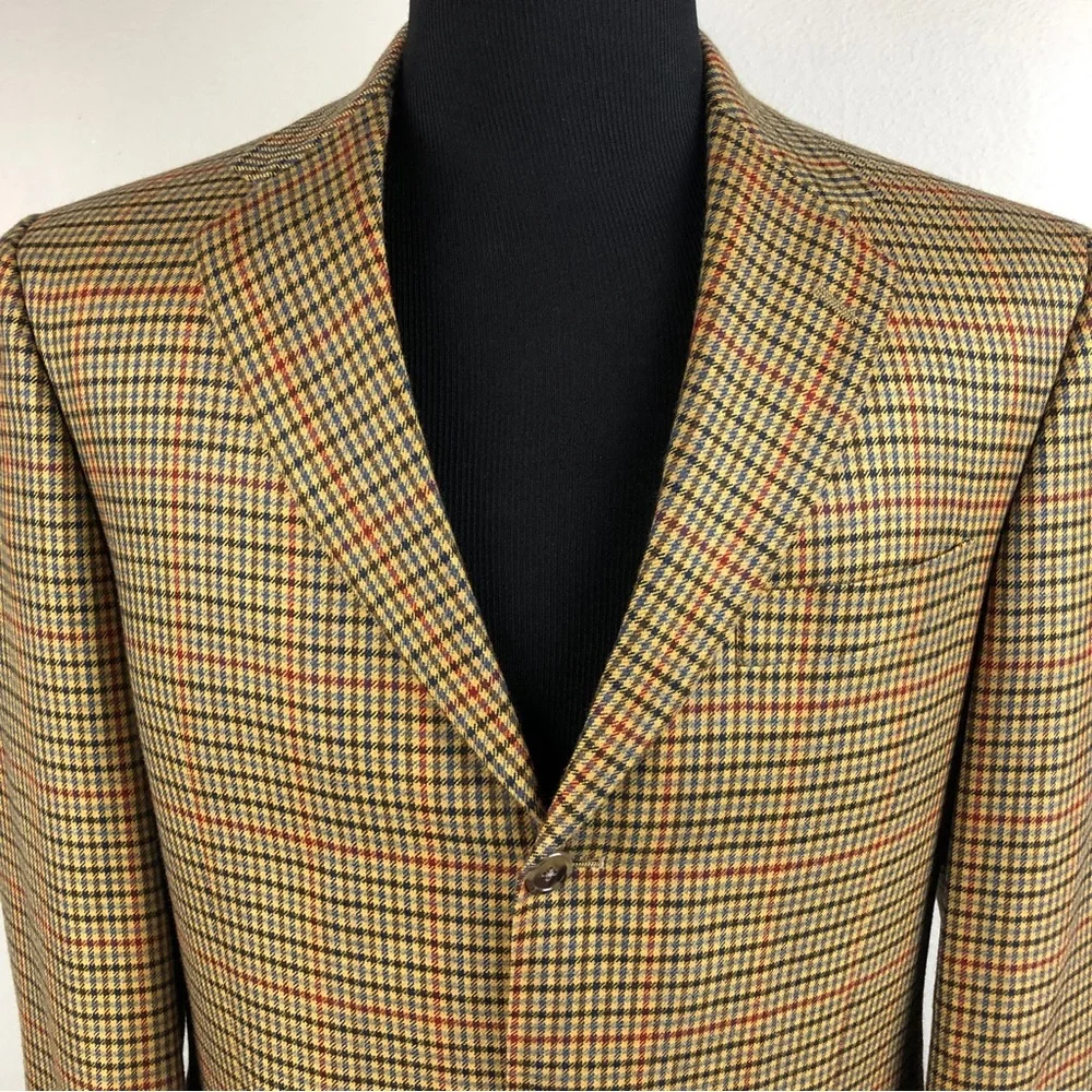 Hart Schaffner Marx Gold Trumpeter Blazer Sz 41L Loro Piana Houndstooth Cashmere - Picture 2 of 13